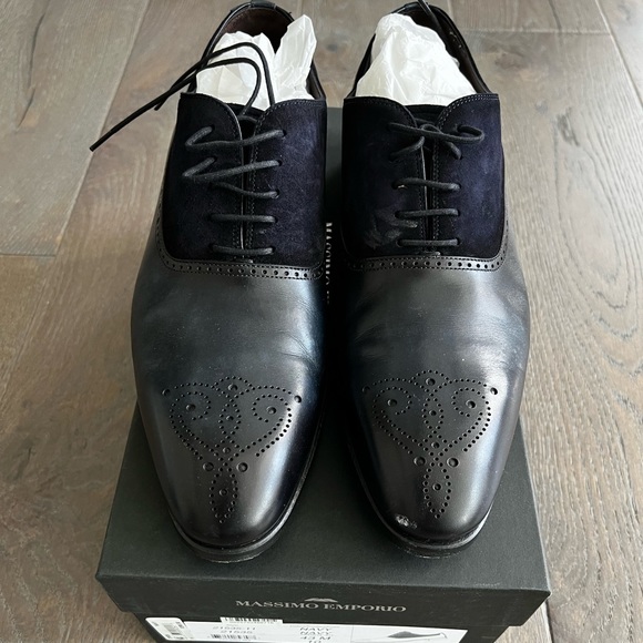 Massimo Emporio Navy Men’s Suede and Leather Oxfords - Picture 5 of 11